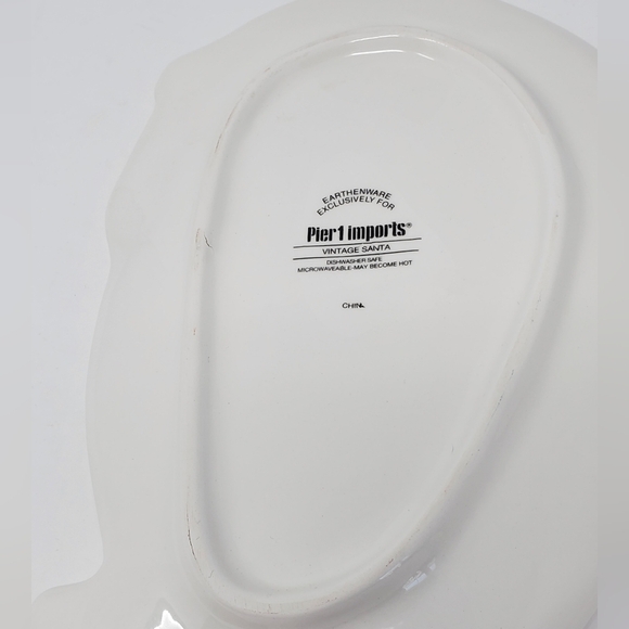 PIER 1 IMPORTS EARTHENWARE VINTAGE SANTA PLATE TRAY DECOR COLLECTIBLE CHRISTMAS - Picture 8 of 10